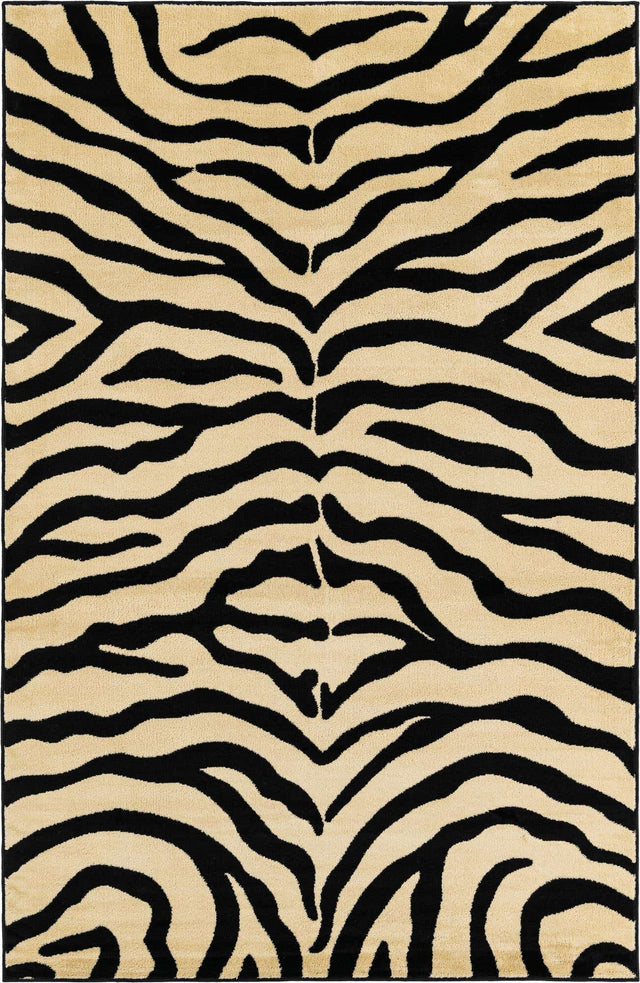 Cream 5' 3 x 8' Wildlife Rectangle Area Rug Animal Print Safari Jungle Inspired Carpet for Unique Modern Interior Design for Sale at Rug Engine