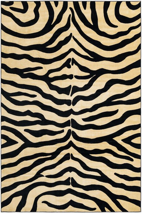 Cream 6' 1 x 9' Wildlife Rectangle Area Rug Animal Print Safari Jungle Inspired Carpet for Unique Modern Interior Design for Sale at Rug Engine