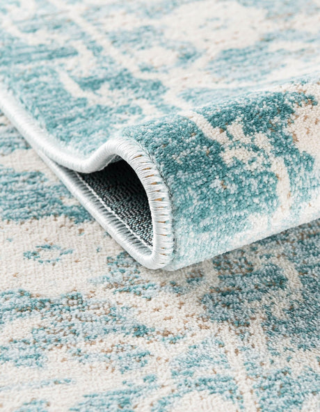 Light Blue 6' 1 x 6' 1 New Classical Round Area Rug 70% Polypropylene & 30% Polyester Traditional Vintage Distressed Carpet for Interior Design Home Decor for Sale at Rug Engine