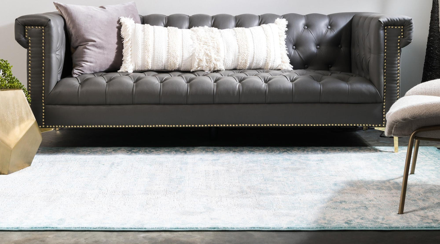 Light Blue 8' x 10' New Classical Rectangle Area Rug 70% Polypropylene & 30% Polyester Traditional Vintage Distressed Carpet for Interior Design Home Decor for Sale at Rug Engine