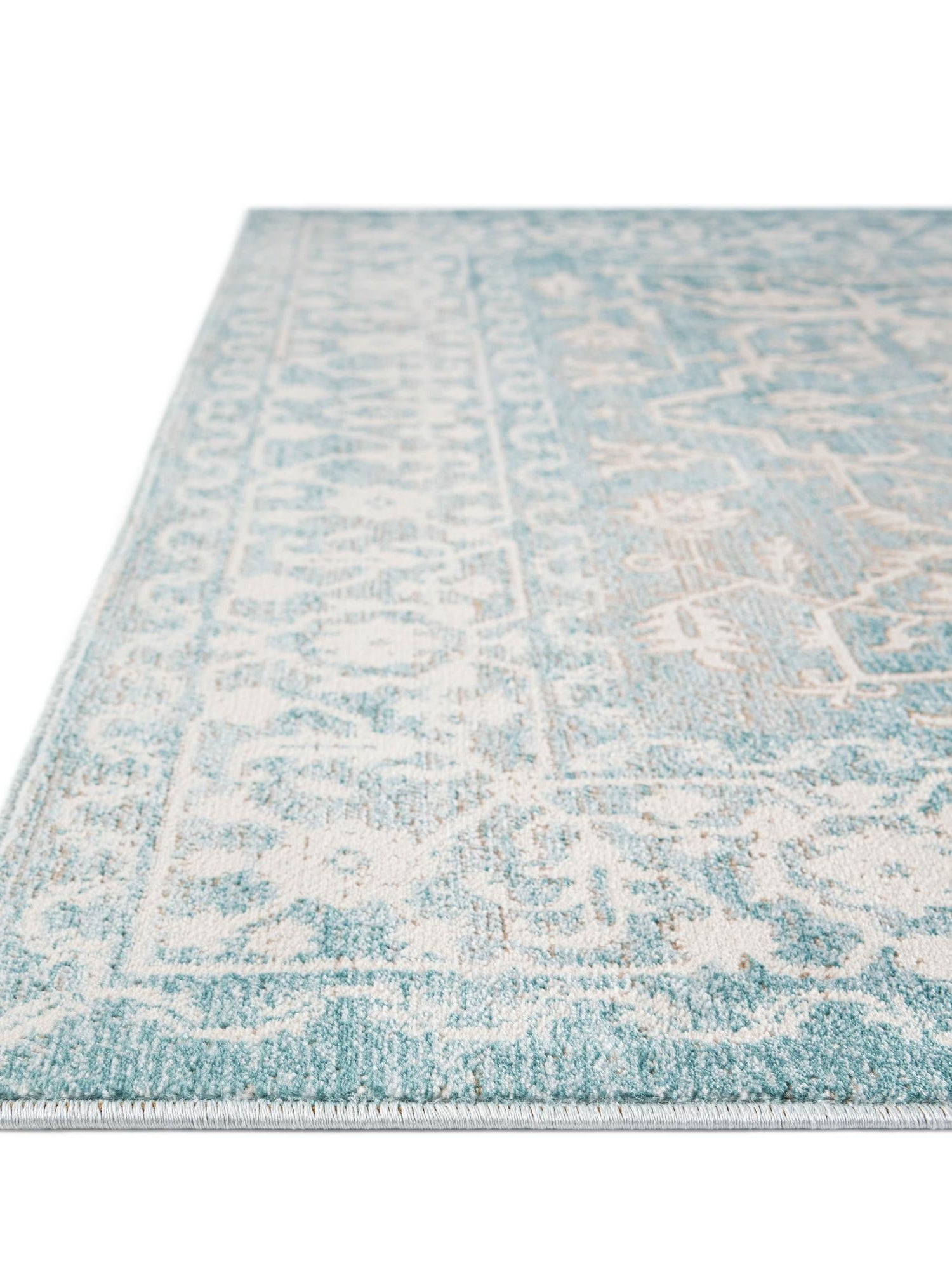 Light Blue 5' 1 x 8' New Classical Rectangle Area Rug 70% Polypropylene & 30% Polyester Traditional Vintage Distressed Carpet for Interior Design Home Decor for Sale at Rug Engine