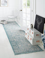 Light Blue 2' 7 x 10' New Classical Runner Area Rug 70% Polypropylene & 30% Polyester Traditional Vintage Distressed Carpet for Interior Design Home Decor for Sale at Rug Engine
