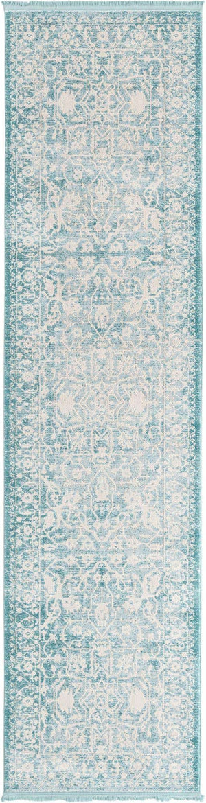 Light Blue 2' 7 x 10' New Classical Runner Area Rug 70% Polypropylene & 30% Polyester Traditional Vintage Distressed Carpet for Interior Design Home Decor for Sale at Rug Engine