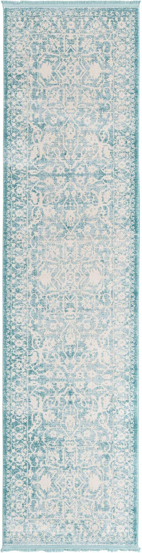 Light Blue 2' 7 x 10' New Classical Runner Area Rug 70% Polypropylene & 30% Polyester Traditional Vintage Distressed Carpet for Interior Design Home Decor for Sale at Rug Engine