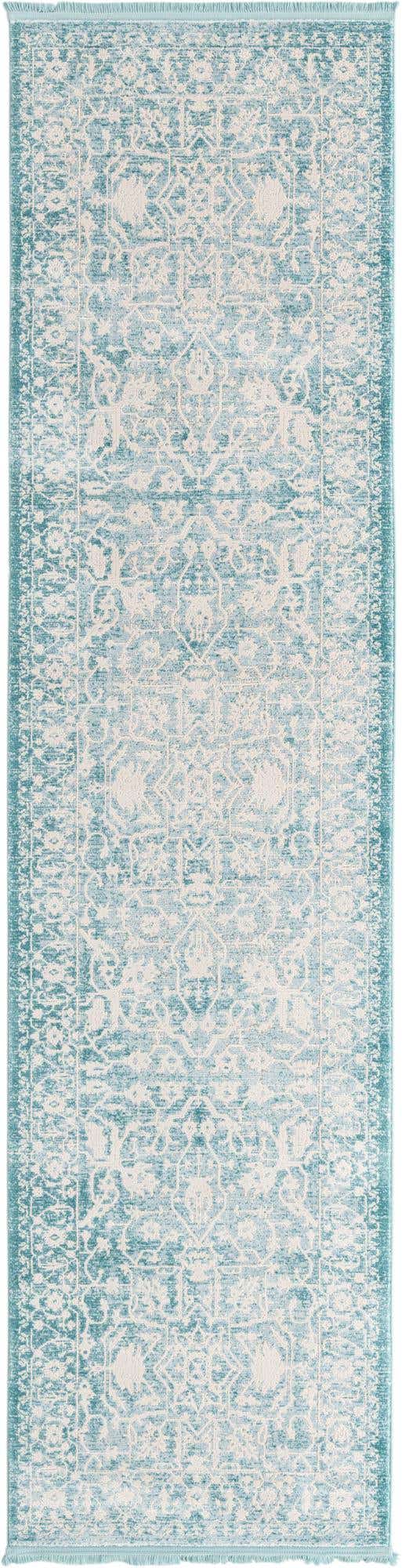 Light Blue 2' 7 x 10' New Classical Runner Area Rug 70% Polypropylene & 30% Polyester Traditional Vintage Distressed Carpet for Interior Design Home Decor for Sale at Rug Engine