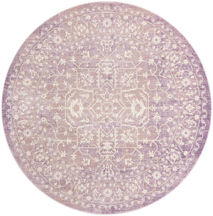 Purple 8' x 8' New Classical Round Area Rug 70% Polypropylene & 30% Polyester Traditional Vintage Distressed Carpet for Interior Design Home Decor for Sale at Rug Engine
