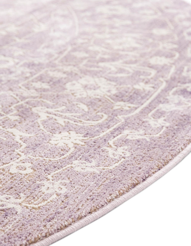 Purple 8' x 8' New Classical Round Area Rug 70% Polypropylene & 30% Polyester Traditional Vintage Distressed Carpet for Interior Design Home Decor for Sale at Rug Engine