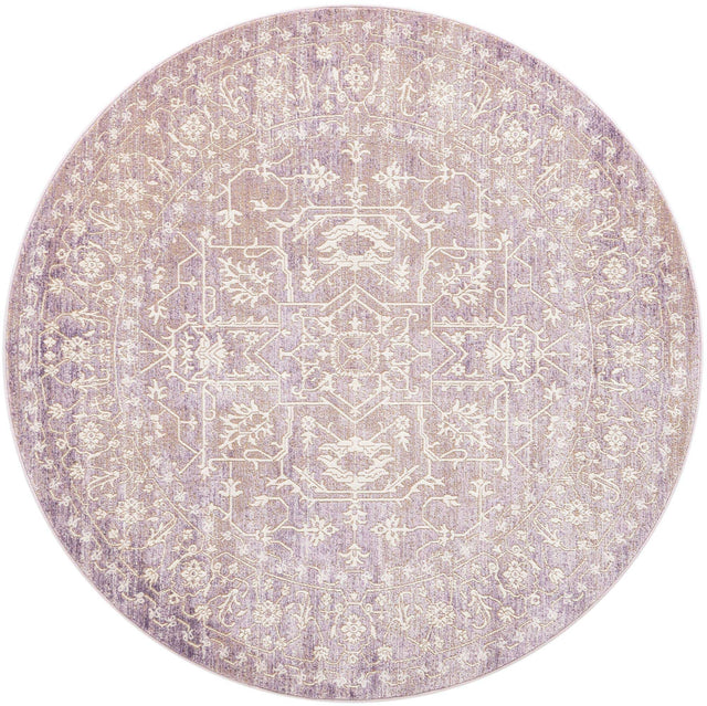 Purple 6' x 6' New Classical Round Area Rug 70% Polypropylene & 30% Polyester Traditional Vintage Distressed Carpet for Interior Design Home Decor for Sale at Rug Engine