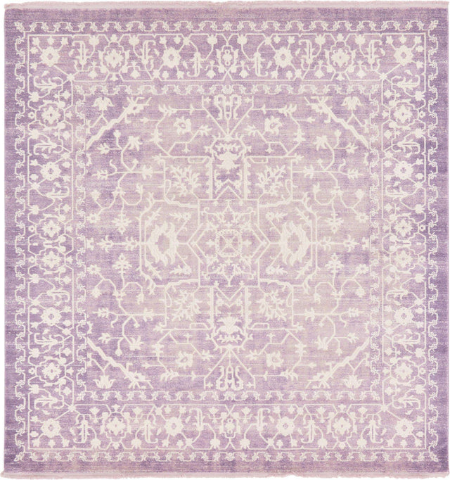 Purple 8' x 8' New Classical Square Area Rug 70% Polypropylene & 30% Polyester Traditional Vintage Distressed Carpet for Interior Design Home Decor for Sale at Rug Engine