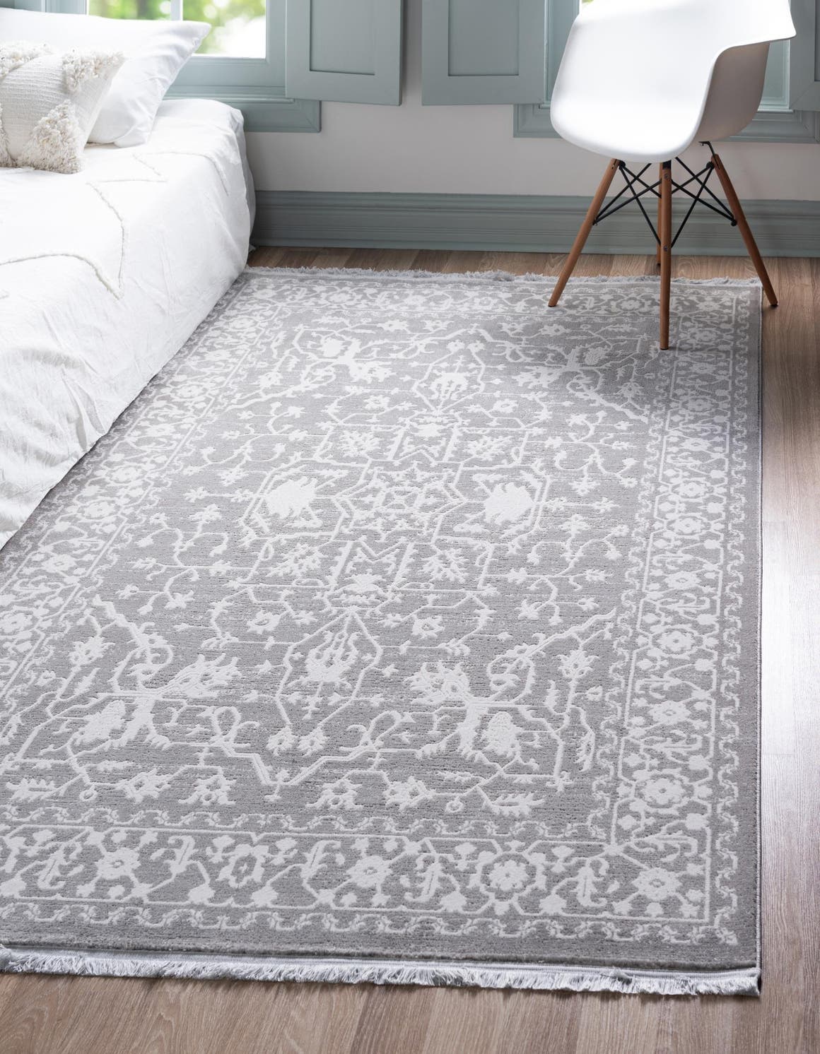 Light Gray 8' x 11' 4 New Classical Rectangle Area Rug 70% Polypropylene & 30% Polyester Traditional Vintage Distressed Carpet for Interior Design Home Decor for Sale at Rug Engine