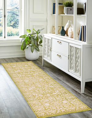 Light Green 3' x 10' New Classical Runner Area Rug 70% Polypropylene & 30% Polyester Traditional Vintage Distressed Carpet for Interior Design Home Decor for Sale at Rug Engine
