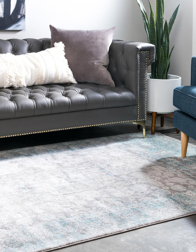 Light Blue 8' x 10' New Classical Rectangle Area Rug 70% Polypropylene & 30% Polyester Traditional Vintage Distressed Carpet for Interior Design Home Decor for Sale at Rug Engine