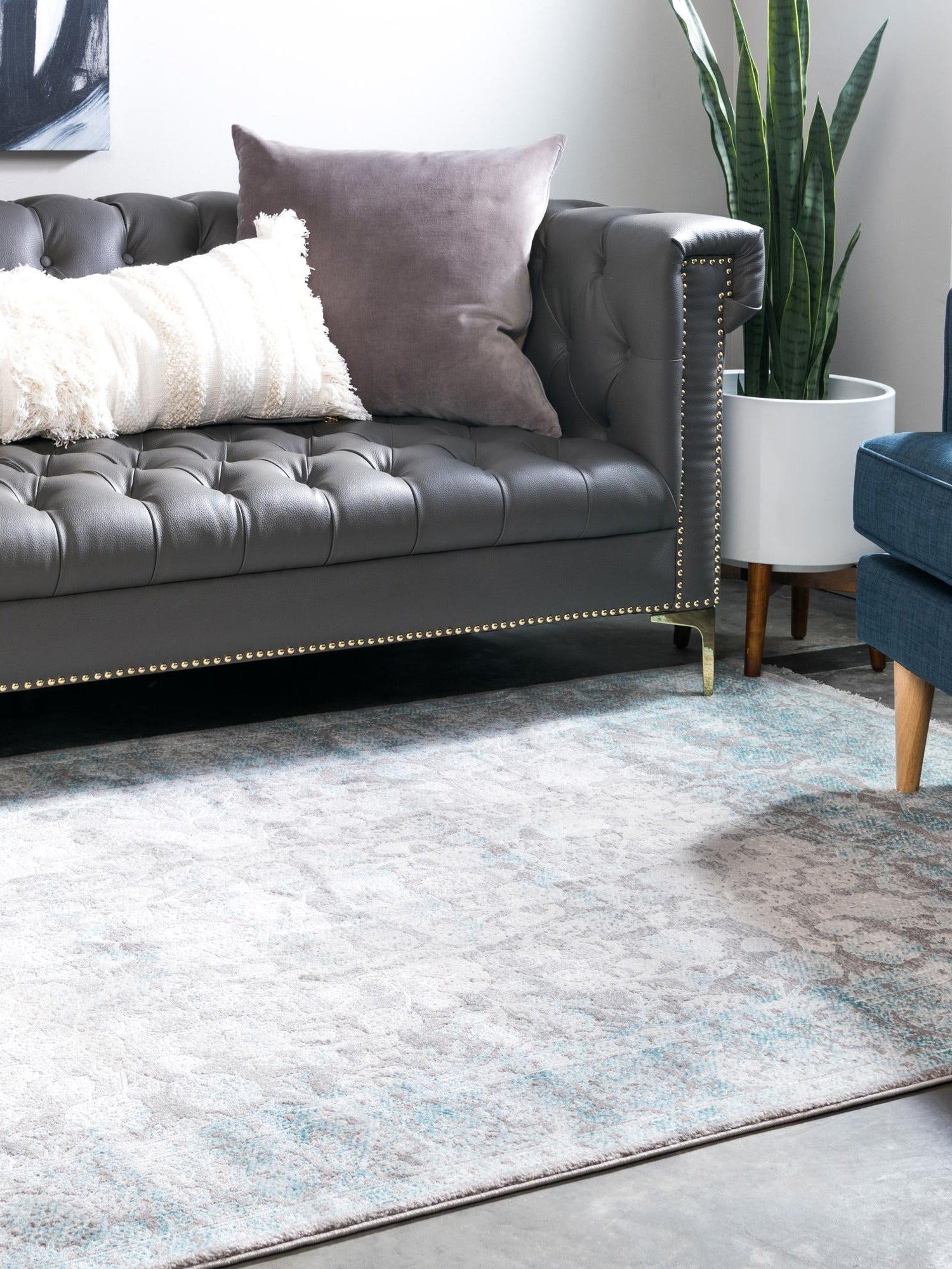 Light Blue 9' x 12' New Classical Rectangle Area Rug 70% Polypropylene & 30% Polyester Traditional Vintage Distressed Carpet for Interior Design Home Decor for Sale at Rug Engine