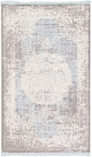 Light Blue 3' 3 x 5' 3 New Classical Rectangle Area Rug 70% Polypropylene & 30% Polyester Traditional Vintage Distressed Carpet for Interior Design Home Decor for Sale at Rug Engine