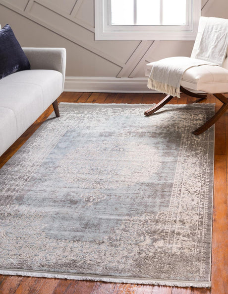 Light Blue 6' 1 x 9' New Classical Rectangle Area Rug 70% Polypropylene & 30% Polyester Traditional Vintage Distressed Carpet for Interior Design Home Decor for Sale at Rug Engine
