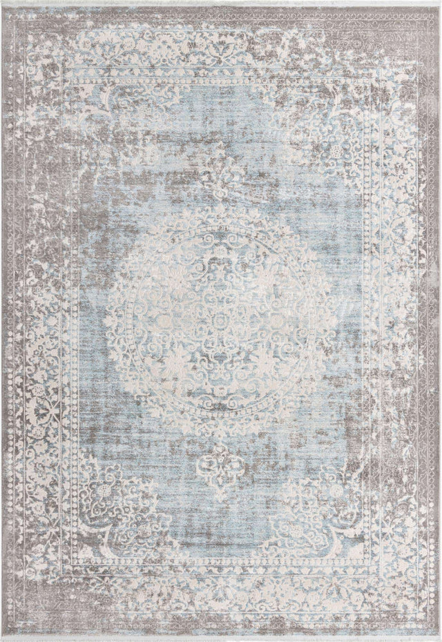 Light Blue 8' x 11' 4 New Classical Rectangle Area Rug 70% Polypropylene & 30% Polyester Traditional Vintage Distressed Carpet for Interior Design Home Decor for Sale at Rug Engine