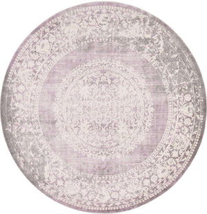 Purple 8' x 8' New Classical Round Area Rug 70% Polypropylene & 30% Polyester Traditional Vintage Distressed Carpet for Interior Design Home Decor for Sale at Rug Engine