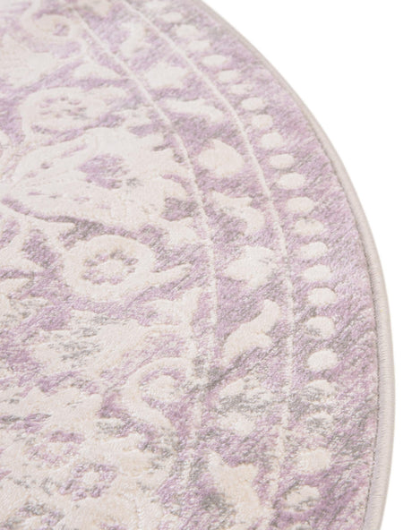 Purple 8' x 8' New Classical Round Area Rug 70% Polypropylene & 30% Polyester Traditional Vintage Distressed Carpet for Interior Design Home Decor for Sale at Rug Engine