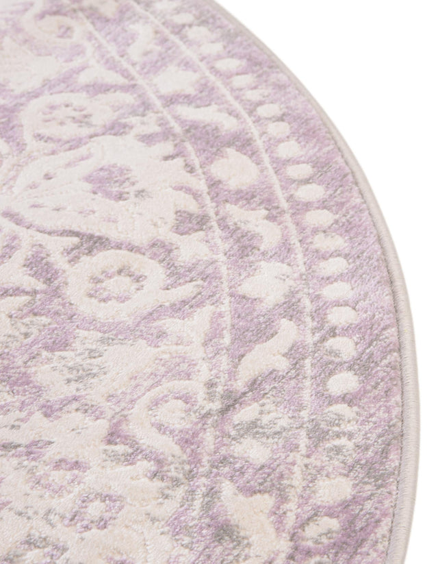 Purple 8' x 8' New Classical Round Area Rug 70% Polypropylene & 30% Polyester Traditional Vintage Distressed Carpet for Interior Design Home Decor for Sale at Rug Engine