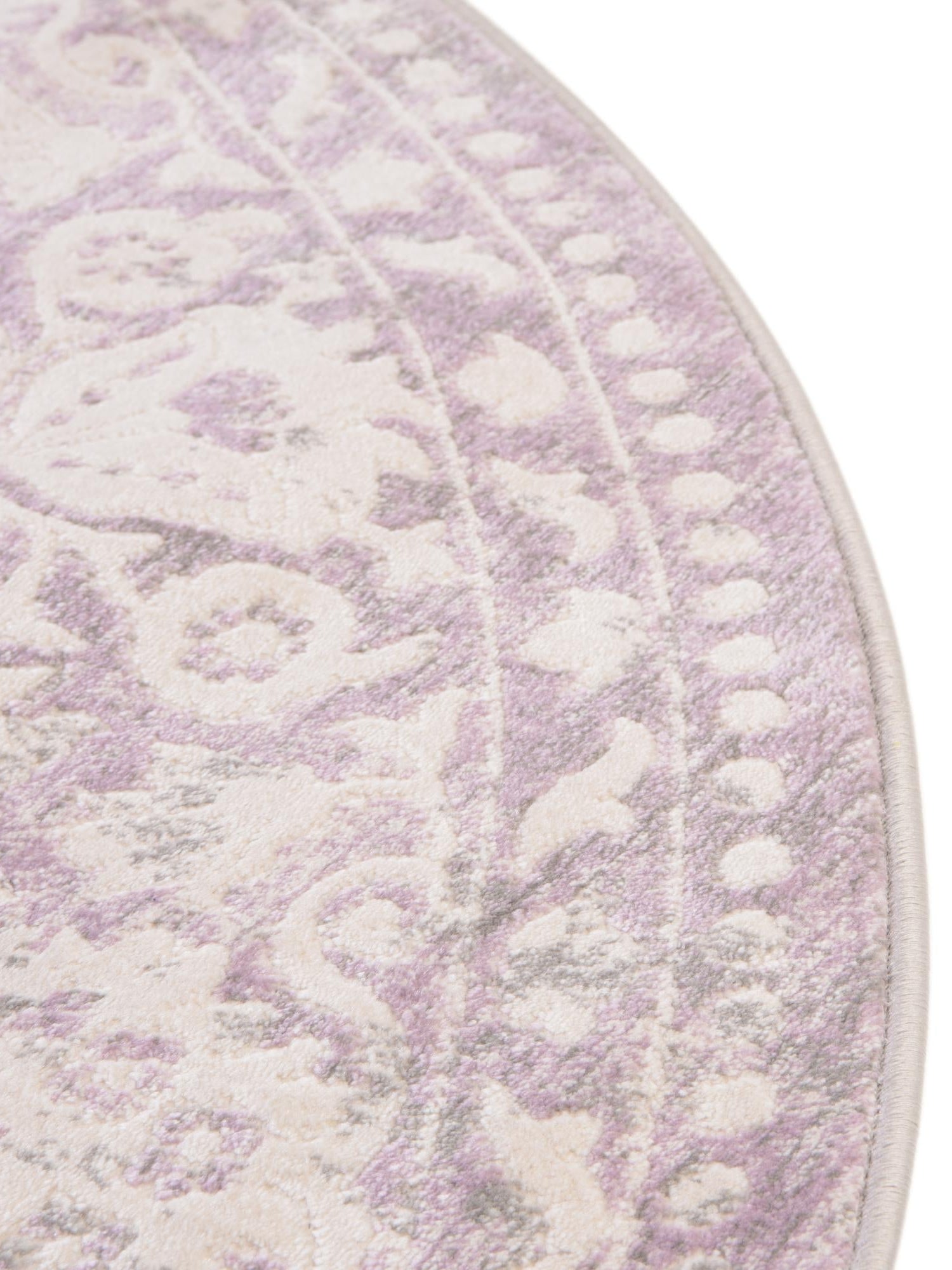 Purple 4' x 4' New Classical Round Area Rug 70% Polypropylene & 30% Polyester Traditional Vintage Distressed Carpet for Interior Design Home Decor for Sale at Rug Engine