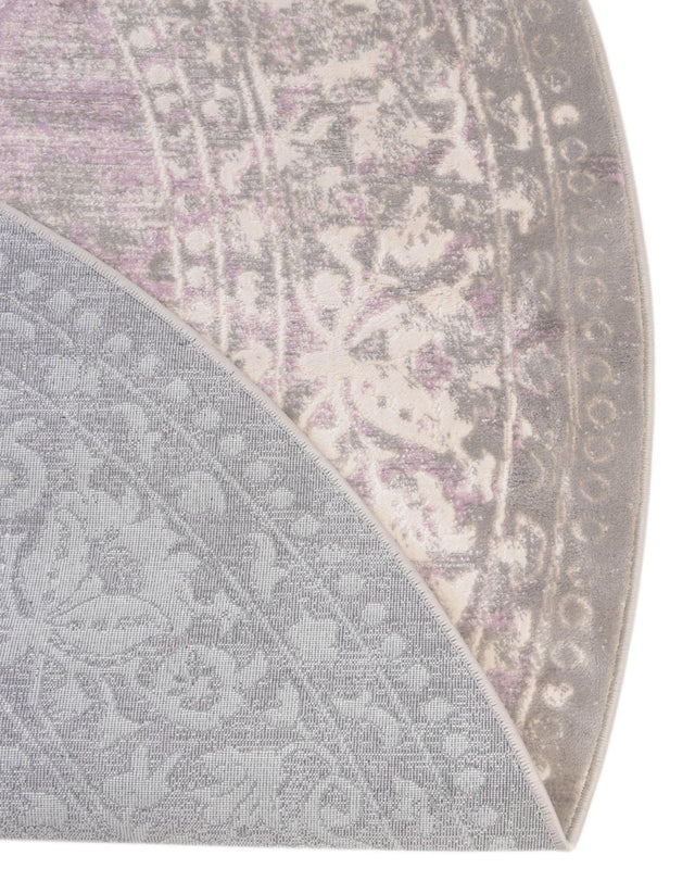 Purple 8' x 8' New Classical Round Area Rug 70% Polypropylene & 30% Polyester Traditional Vintage Distressed Carpet for Interior Design Home Decor for Sale at Rug Engine