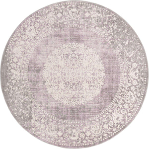 Purple 6' x 6' New Classical Round Area Rug 70% Polypropylene & 30% Polyester Traditional Vintage Distressed Carpet for Interior Design Home Decor for Sale at Rug Engine