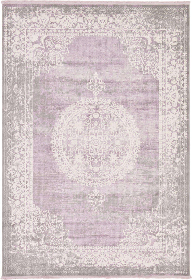 Purple 7' x 10' New Classical Rectangle Area Rug 70% Polypropylene & 30% Polyester Traditional Vintage Distressed Carpet for Interior Design Home Decor for Sale at Rug Engine