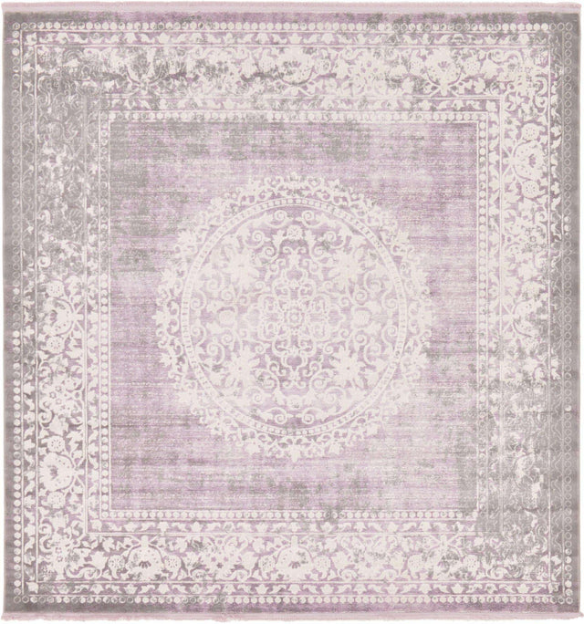 Purple 8' x 8' New Classical Square Area Rug 70% Polypropylene & 30% Polyester Traditional Vintage Distressed Carpet for Interior Design Home Decor for Sale at Rug Engine