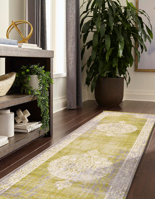 Light Green 2' 7 x 10' New Classical Runner Area Rug 70% Polypropylene & 30% Polyester Traditional Vintage Distressed Carpet for Interior Design Home Decor for Sale at Rug Engine