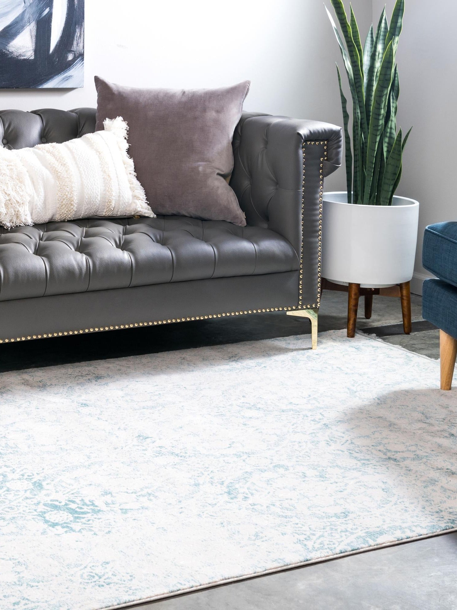 Light Blue 7' x 10' New Classical Rectangle Area Rug 70% Polypropylene & 30% Polyester Traditional Vintage Distressed Carpet for Interior Design Home Decor for Sale at Rug Engine