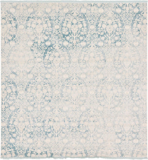 Light Blue 8' x 8' New Classical Square Area Rug 70% Polypropylene & 30% Polyester Traditional Vintage Distressed Carpet for Interior Design Home Decor for Sale at Rug Engine