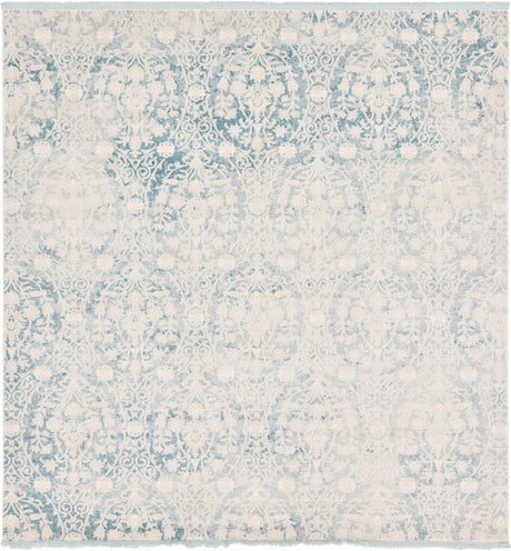Light Blue 8' x 8' New Classical Square Area Rug 70% Polypropylene & 30% Polyester Traditional Vintage Distressed Carpet for Interior Design Home Decor for Sale at Rug Engine