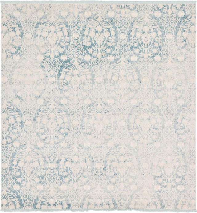 Light Blue 8' x 8' New Classical Square Area Rug 70% Polypropylene & 30% Polyester Traditional Vintage Distressed Carpet for Interior Design Home Decor for Sale at Rug Engine