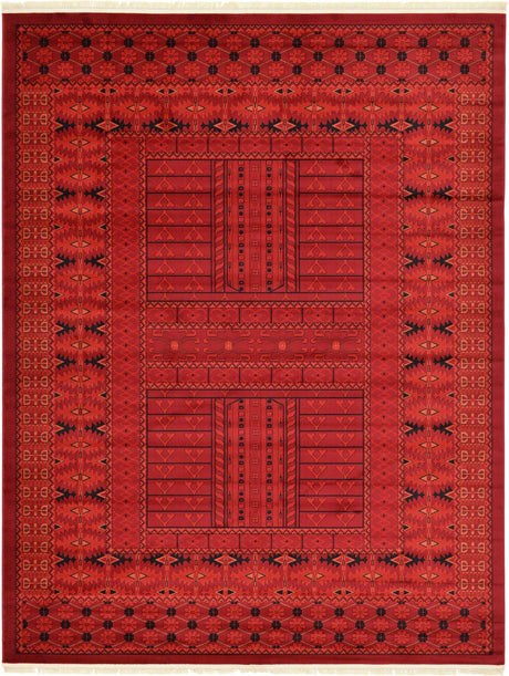Red 9' x 12' Tekke Rectangle Area Rug Classic Traditional Vintage Design Carpet for Living Rooms, Dining, Bedrooms, Office Space for Sale at Rug Engine