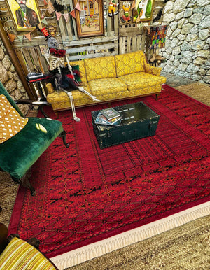 Red 3' 1 x 5' 3 Tekke Rectangle Area Rug Classic Traditional Vintage Design Carpet for Living Rooms, Dining, Bedrooms, Office Space for Sale at Rug Engine