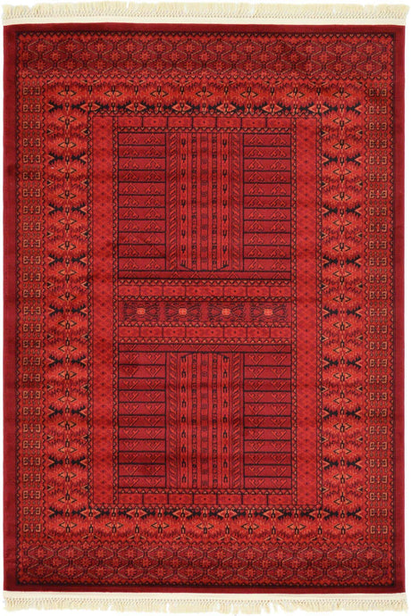 Red 4' 1 x 6' 1 Tekke Rectangle Area Rug Classic Traditional Vintage Design Carpet for Living Rooms, Dining, Bedrooms, Office Space for Sale at Rug Engine