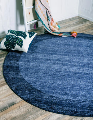 Navy Blue 7' 10 x 7' 10 Del Mar Round Area Rug 100% Polypropylene Easy Clean Stain Resistant Vivid Modern Carpet Mat for Home Decor Interior Designing for Sale at Rug Engine