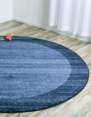 Navy Blue 4' 1 x 4' 1 Del Mar Round Area Rug 100% Polypropylene Easy Clean Stain Resistant Vivid Modern Carpet Mat for Home Decor Interior Designing for Sale at Rug Engine