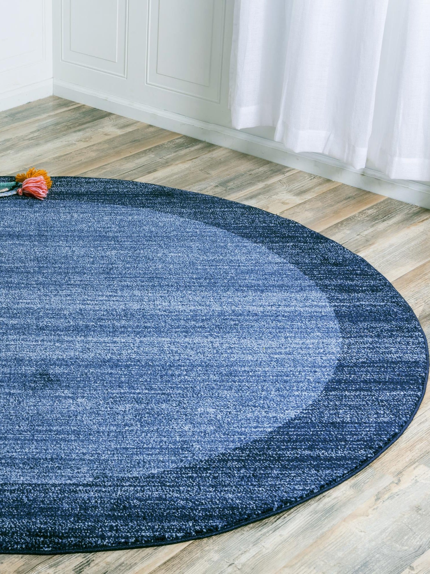 Navy Blue 6' 1 x 6' 1 Del Mar Round Area Rug 100% Polypropylene Easy Clean Stain Resistant Vivid Modern Carpet Mat for Home Decor Interior Designing for Sale at Rug Engine