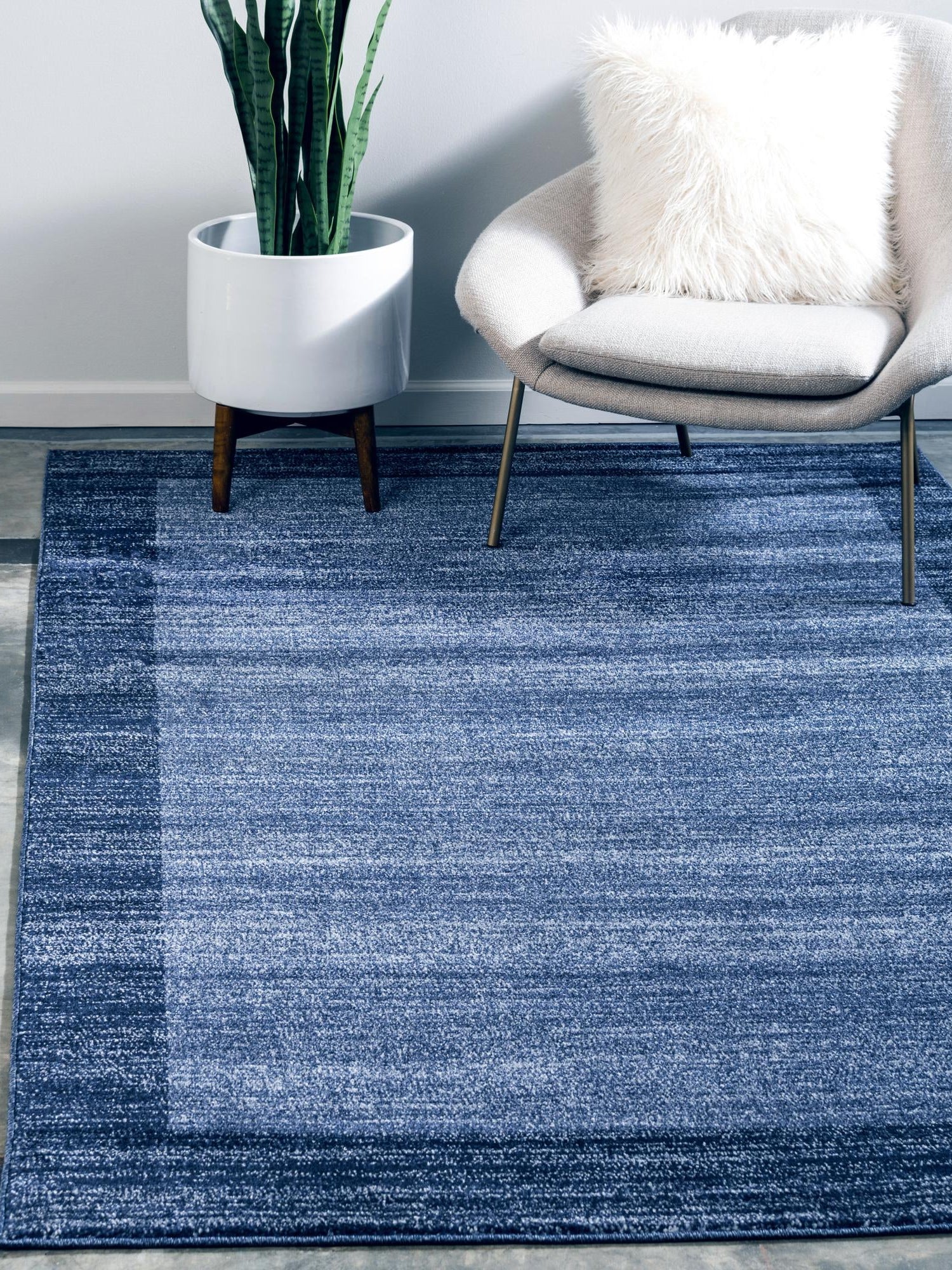 Navy Blue 5' 3 x 8' Del Mar Rectangle Area Rug 100% Polypropylene Easy Clean Stain Resistant Vivid Modern Carpet Mat for Home Decor Interior Designing for Sale at Rug Engine