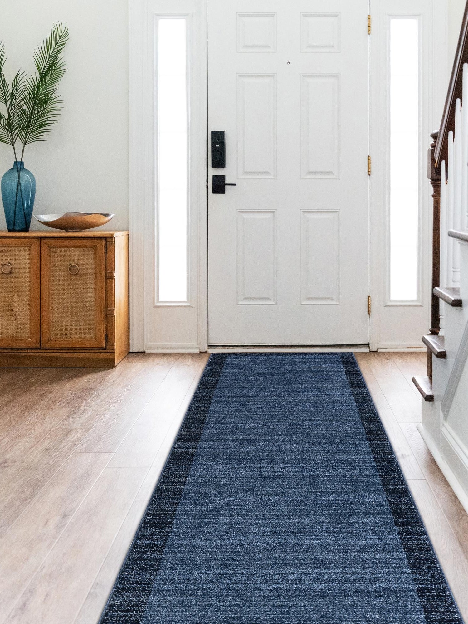 Navy Blue 2' 7 x 10' Del Mar Runner Area Rug 100% Polypropylene Easy Clean Stain Resistant Vivid Modern Carpet Mat for Home Decor Interior Designing for Sale at Rug Engine