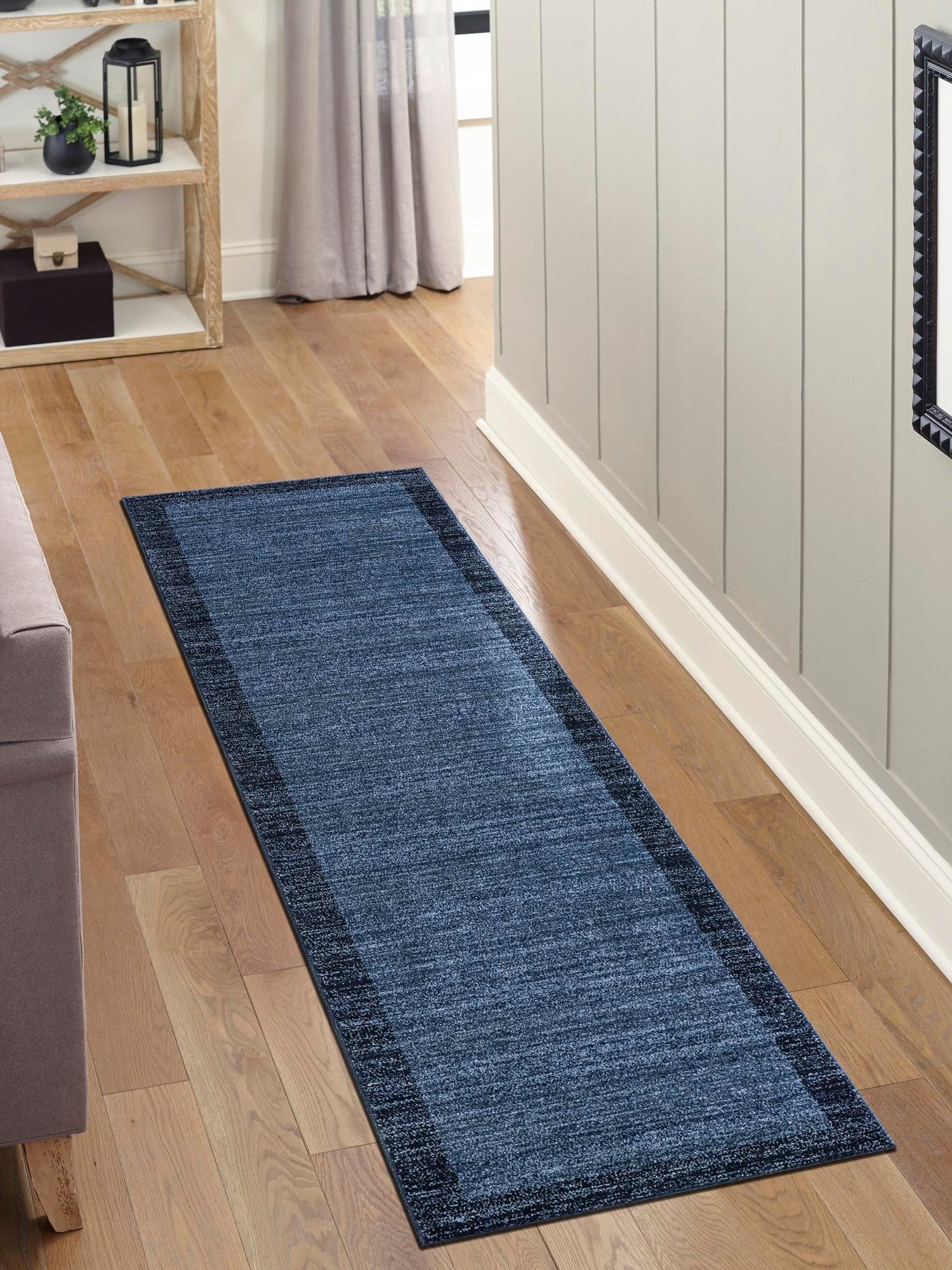 Navy Blue 2' 7 x 10' Del Mar Runner Area Rug 100% Polypropylene Easy Clean Stain Resistant Vivid Modern Carpet Mat for Home Decor Interior Designing for Sale at Rug Engine