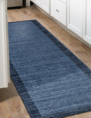 Navy Blue 2' 7 x 10' Del Mar Runner Area Rug 100% Polypropylene Easy Clean Stain Resistant Vivid Modern Carpet Mat for Home Decor Interior Designing for Sale at Rug Engine