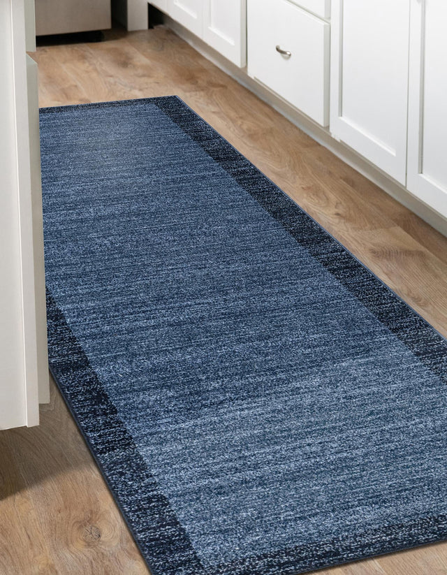 Navy Blue 2' 7 x 10' Del Mar Runner Area Rug 100% Polypropylene Easy Clean Stain Resistant Vivid Modern Carpet Mat for Home Decor Interior Designing for Sale at Rug Engine