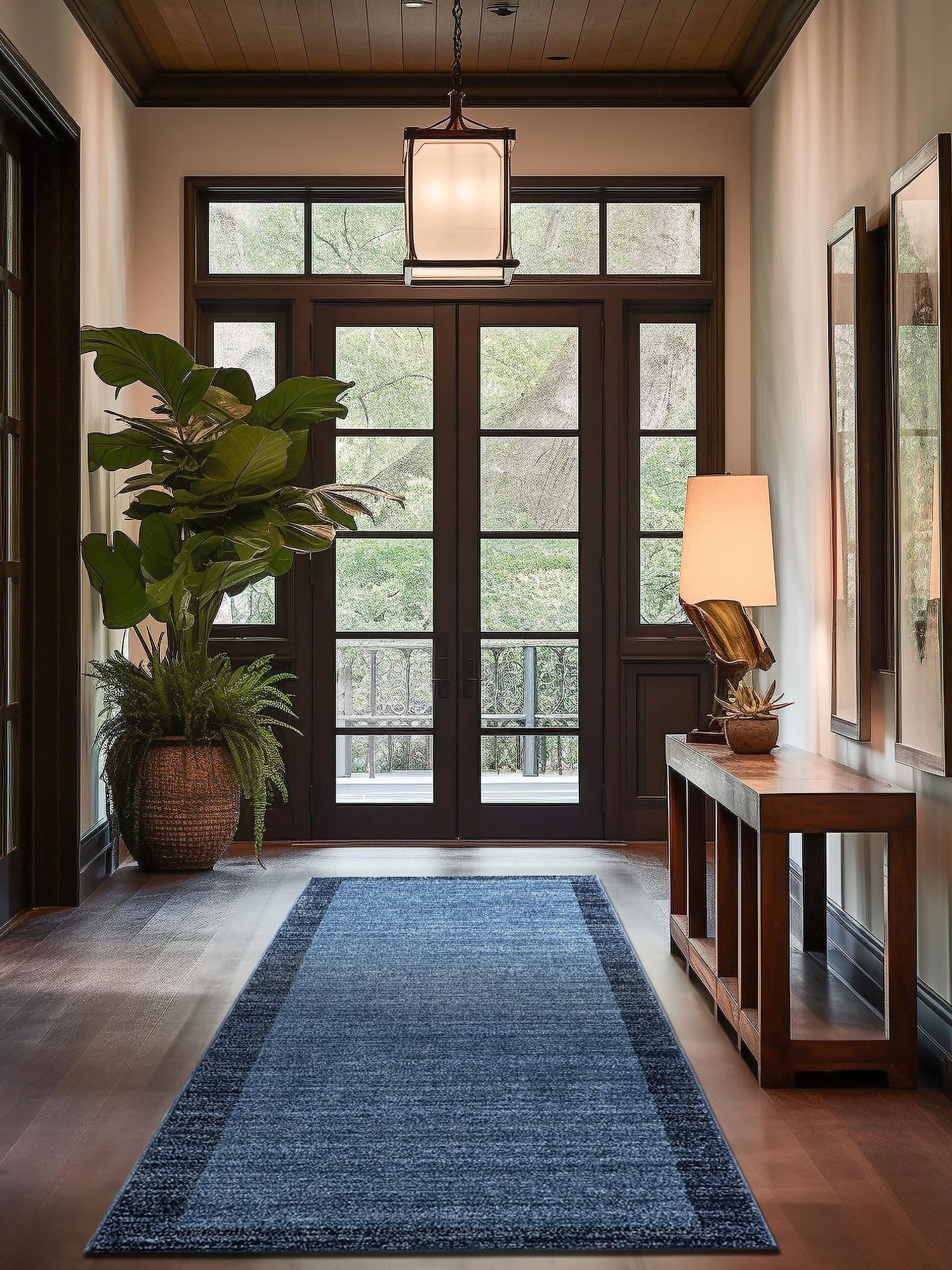 Navy Blue 2' 7 x 10' Del Mar Runner Area Rug 100% Polypropylene Easy Clean Stain Resistant Vivid Modern Carpet Mat for Home Decor Interior Designing for Sale at Rug Engine