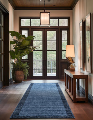 Navy Blue 2' 7 x 10' Del Mar Runner Area Rug 100% Polypropylene Easy Clean Stain Resistant Vivid Modern Carpet Mat for Home Decor Interior Designing for Sale at Rug Engine