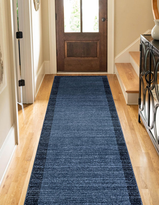 Navy Blue 2' 7 x 10' Del Mar Runner Area Rug 100% Polypropylene Easy Clean Stain Resistant Vivid Modern Carpet Mat for Home Decor Interior Designing for Sale at Rug Engine