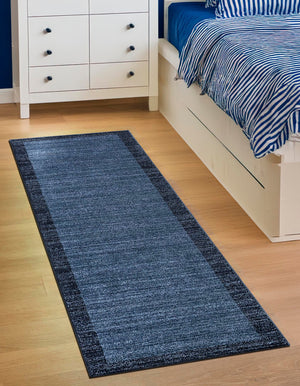 Navy Blue 2' x 6' 1 Del Mar Runner Area Rug 100% Polypropylene Easy Clean Stain Resistant Vivid Modern Carpet Mat for Home Decor Interior Designing for Sale at Rug Engine