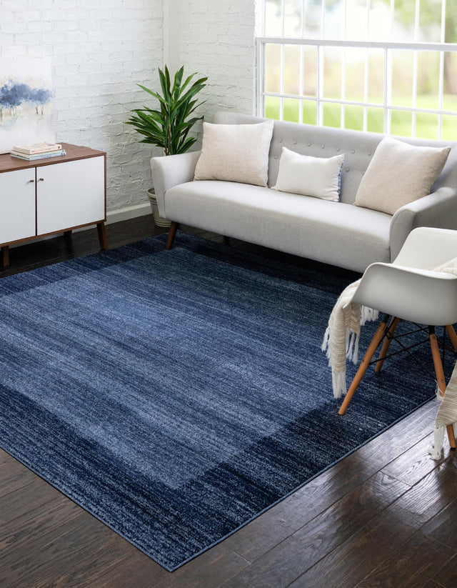 Navy Blue 7' 10 x 7' 10 Del Mar Square Area Rug 100% Polypropylene Easy Clean Stain Resistant Vivid Modern Carpet Mat for Home Decor Interior Designing for Sale at Rug Engine