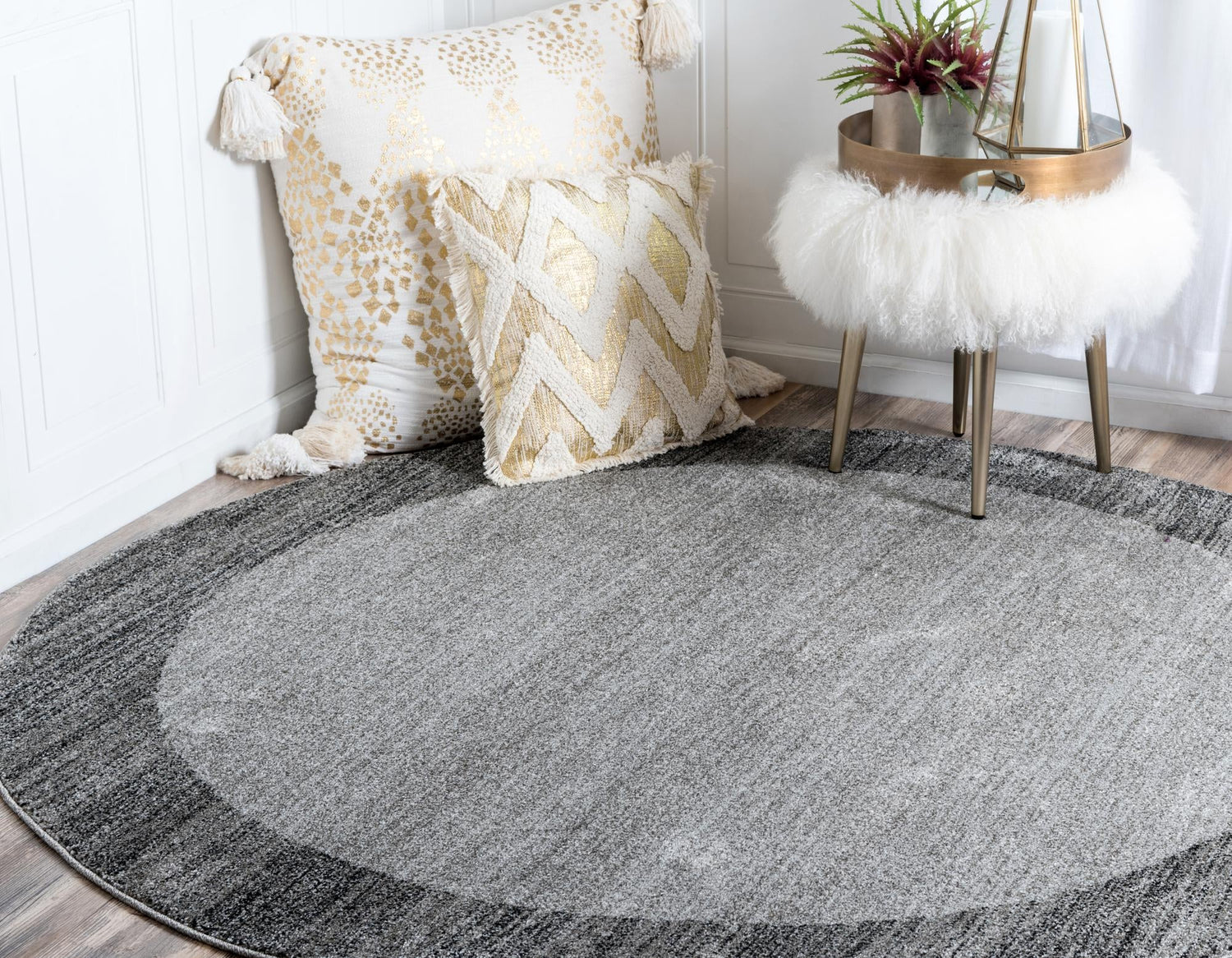Light Gray 6' 1 x 6' 1 Del Mar Round Area Rug 100% Polypropylene Easy Clean Stain Resistant Vivid Modern Carpet Mat for Home Decor Interior Designing for Sale at Rug Engine